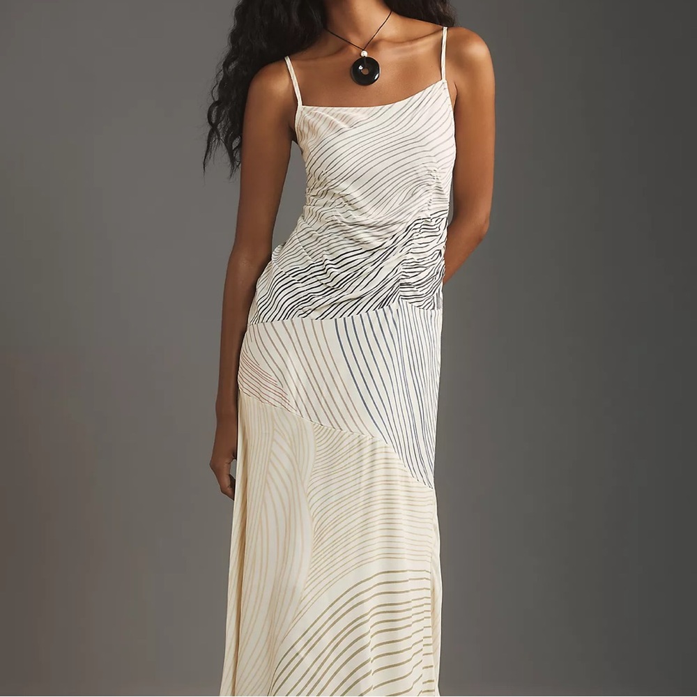 Conditions Apply Square-Neck Ruched Slip Dress